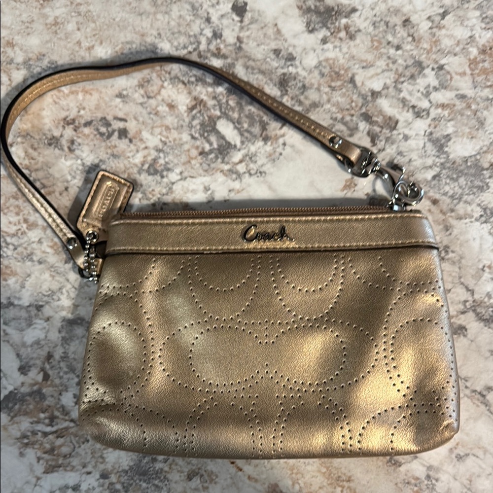 Coach Gold Wristlet Bag